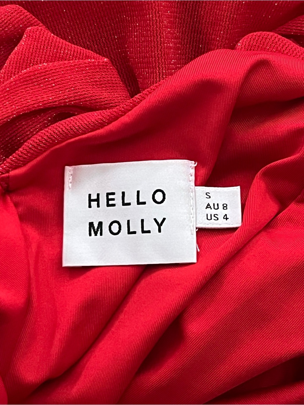 Hello Molly Red Glitter Ruched Bodycon Mini Dress Size Small US 4 Party - Picture 3 of 3